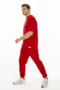 Оптом Костюм штаны с футболкой красного цвета 221113Kr, фото 3