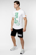 Оптом Мужская футболка с надписью белого цвета 221146Bl в Казани, фото 6