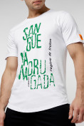 Оптом Мужская футболка с надписью белого цвета 221146Bl в Казани