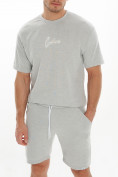 Оптом Костюм шорты и футболка светло-серого цвета 221173SS, фото 8