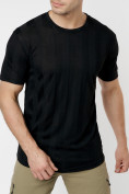 Оптом Однотонная футболка черного цвета 221411Ch в Екатеринбурге, фото 2