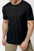 Оптом Однотонная футболка черного цвета 221411Ch в Казани, фото 4