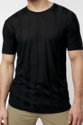 Оптом Однотонная футболка черного цвета 221411Ch в Казани, фото 5