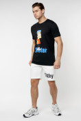 Оптом Мужские футболки с принтом черного цвета 221418Ch в Казани, фото 5