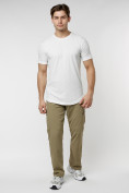 Оптом Мужская футболка однотонная белого цвета 221487Bl в Казани, фото 4
