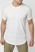 Оптом Мужская футболка однотонная белого цвета 221487Bl в Казани, фото 2