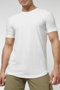 Оптом Мужская футболка однотонная белого цвета 221487Bl в Екатеринбурге
