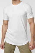 Оптом Мужская футболка однотонная белого цвета 221487Bl в Екатеринбурге, фото 3