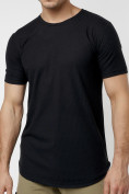 Оптом Мужская футболка однотонная черного цвета 221487Ch в Казани, фото 5