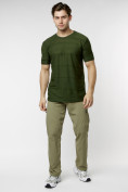 Оптом Мужская футболка однотонная хаки цвета 221488Kh в Казани, фото 4