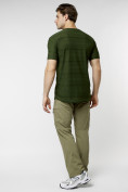 Оптом Мужская футболка однотонная хаки цвета 221488Kh в Казани, фото 6