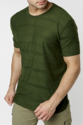 Оптом Мужская футболка однотонная хаки цвета 221488Kh в Казани