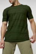 Оптом Мужская футболка однотонная хаки цвета 221488Kh в Казани, фото 7