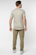 Оптом Мужская футболка в сетку бежевого цвета 221490B в Казани, фото 5