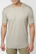 Оптом Мужская футболка в сетку бежевого цвета 221490B в Казани, фото 6