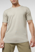 Оптом Мужская футболка в сетку бежевого цвета 221490B в Казани, фото 7