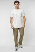 Оптом Мужская футболка однотонная белого цвета 221491Bl в Казани, фото 4