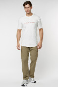 Оптом Мужская футболка с надписью белого цвета 222006Bl в Казани, фото 3