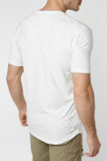 Оптом Мужская футболка с надписью белого цвета 222006Bl в Казани, фото 7