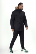 Оптом Парка мужская зимняя с мехом черного цвета 22205Ch в Казани, фото 3