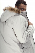 Оптом Парка мужская зимняя с мехом светло-серого цвета 22205SS в Казани, фото 10