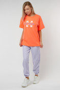 Оптом Джоггеры с футболкой персикового цвета 222065P, фото 3