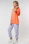 Оптом Джоггеры с футболкой персикового цвета 222065P, фото 4