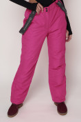 Оптом Полукомбинезон брюки горнолыжные женские малинового цвета 2221M в Казани, фото 10