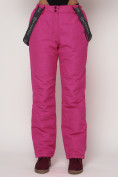 Оптом Полукомбинезон брюки горнолыжные женские малинового цвета 2221M в Казани, фото 12