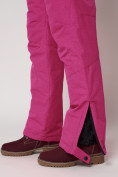 Оптом Полукомбинезон брюки горнолыжные женские малинового цвета 2221M в Казани, фото 16