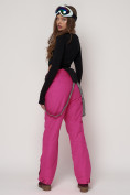 Оптом Полукомбинезон брюки горнолыжные женские малинового цвета 2221M в Казани, фото 3