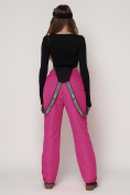 Оптом Полукомбинезон брюки горнолыжные женские малинового цвета 2221M в Казани, фото 4