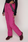 Оптом Полукомбинезон брюки горнолыжные женские малинового цвета 2221M в Казани, фото 9