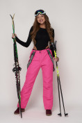 Оптом Полукомбинезон брюки горнолыжные женские розового цвета 2221R в Екатеринбурге, фото 4
