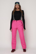 Оптом Полукомбинезон брюки горнолыжные женские розового цвета 2221R в Екатеринбурге, фото 5