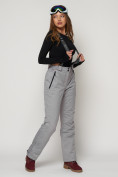 Оптом Полукомбинезон брюки горнолыжные женские серого цвета 2221Sr в Екатеринбурге, фото 7