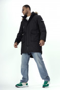 Оптом Парка мужская зимняя с мехом черного цвета 2223Ch в Казани, фото 14