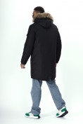 Оптом Парка мужская зимняя с мехом черного цвета 2223Ch в Екатеринбурге, фото 5