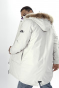 Оптом Парка мужская зимняя с мехом светло-серого цвета 2223SS в Казани, фото 24