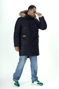 Оптом Парка мужская зимняя с мехом темно-синего цвета 2223TS в Казани, фото 3