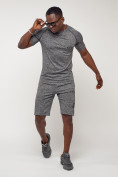 Оптом Спортивный костюм летний мужской серого цвета 2225Sr, фото 3
