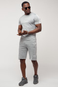Оптом Спортивный костюм летний мужской светло-серого цвета 22265SS, фото 2
