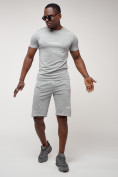 Оптом Спортивный костюм летний мужской светло-серого цвета 22265SS, фото 6