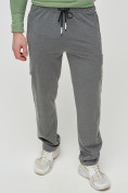 Оптом Трикотажные брюки мужские темно-серого цвета 2226TC, фото 7