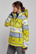 Оптом Горнолыжная куртка женская зимняя желтого цвета 22302J в Екатеринбурге, фото 2