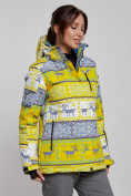 Оптом Горнолыжная куртка женская зимняя желтого цвета 22302J в Екатеринбурге, фото 3