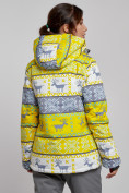 Оптом Горнолыжная куртка женская зимняя желтого цвета 22302J в Екатеринбурге, фото 4