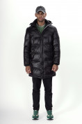Оптом Куртка удлинённая мужская зимняя черного цвета 22306Ch в Казани
