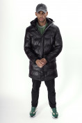 Оптом Куртка удлинённая мужская зимняя черного цвета 22306Ch в Казани, фото 11