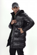 Оптом Куртка удлинённая мужская зимняя черного цвета 22306Ch в Казани, фото 16